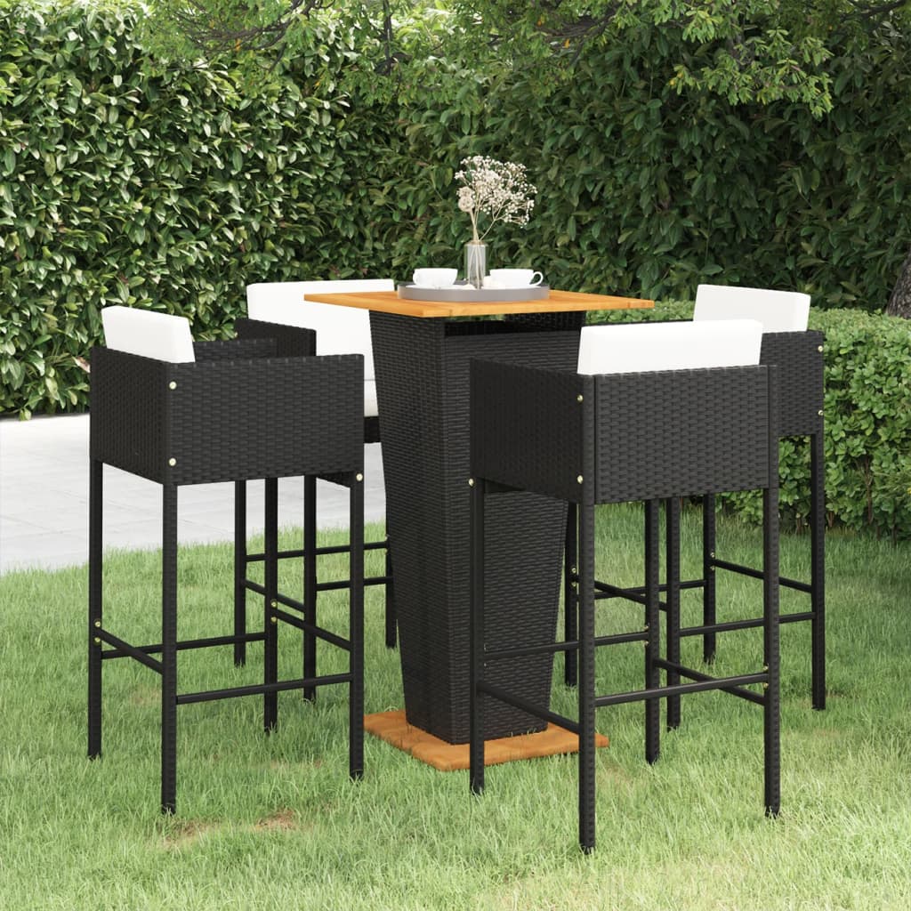 vidaXL Garden Bar Set | Black, Cream white