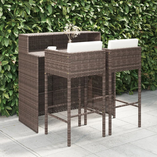 vidaXL Garden Bar Set | Brown | PE rattan | Medium | Durable | Garden Bar Set