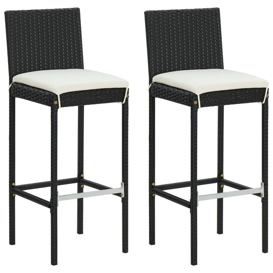 vidaXL 3 Piece Garden Bar Set with Cushions Poly Rattan Black