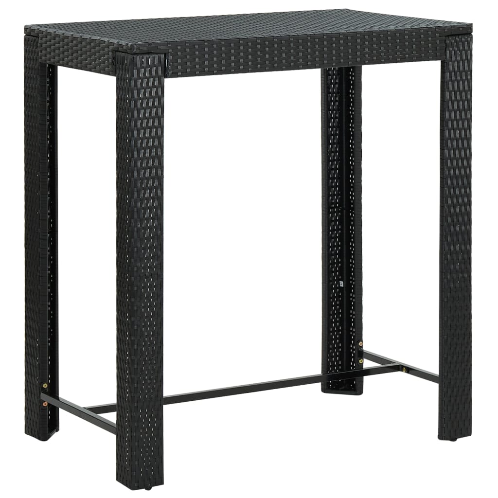 vidaXL 7 Piece Garden Bar Set with Cushions Poly Rattan Black