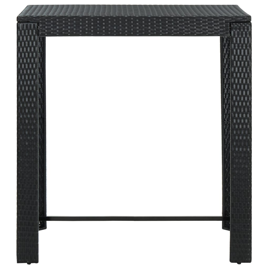 vidaXL 7 Piece Garden Bar Set with Cushions Poly Rattan Black