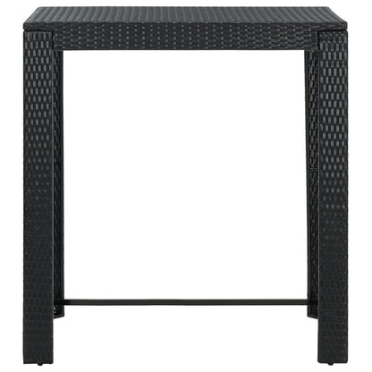 vidaXL 7 Piece Garden Bar Set with Cushions Poly Rattan Black