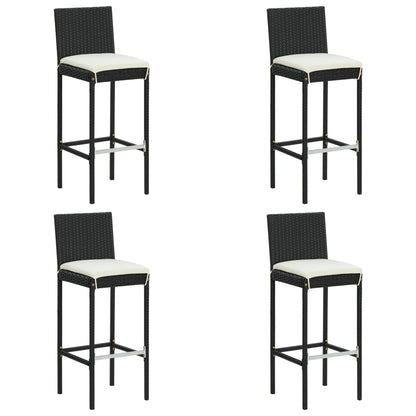vidaXL 5 Piece Garden Bar Set with Cushions Poly Rattan Black