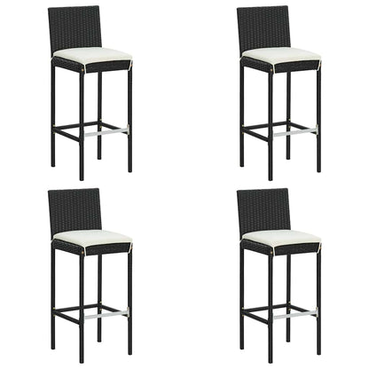 vidaXL 5 Piece Garden Bar Set with Cushions Poly Rattan Black