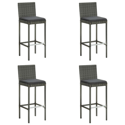 vidaXL 5 Piece Garden Bar Set with Cushions Poly Rattan Grey