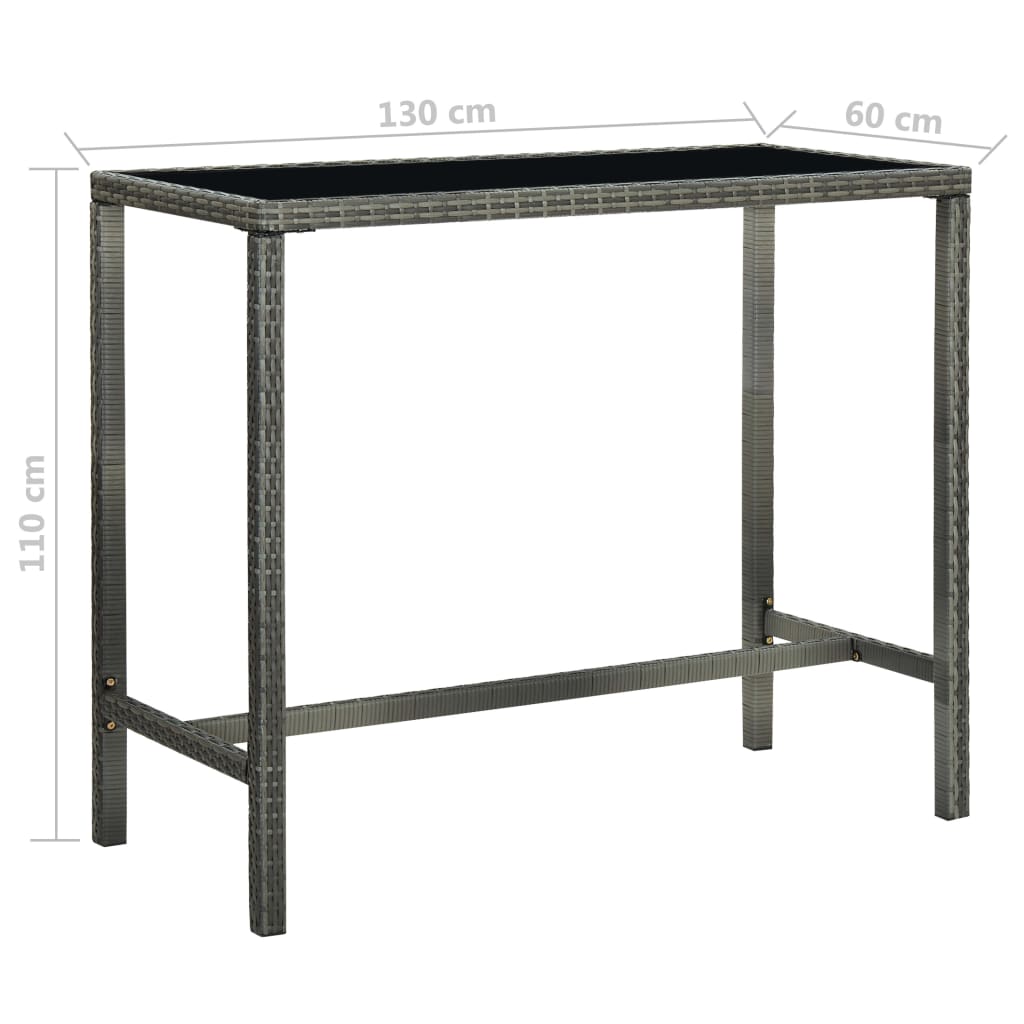 vidaXL 5 Piece Garden Bar Set with Cushions Poly Rattan Grey