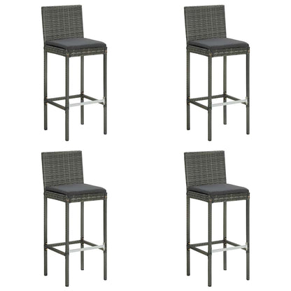 vidaXL 5 Piece Garden Bar Set with Cushions Poly Rattan Grey