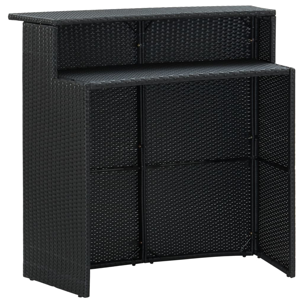 vidaXL 3 Piece Garden Bar Set with Cushions Poly Rattan Black