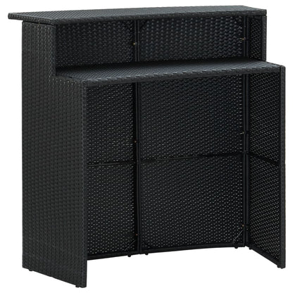 vidaXL 3 Piece Garden Bar Set with Cushions Poly Rattan Black