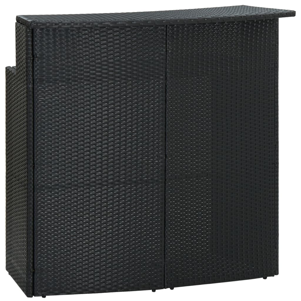 vidaXL 3 Piece Garden Bar Set with Cushions Poly Rattan Black