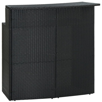 vidaXL 3 Piece Garden Bar Set with Cushions Poly Rattan Black