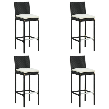 vidaXL 5 Piece Garden Bar Set with Cushions Poly Rattan Black