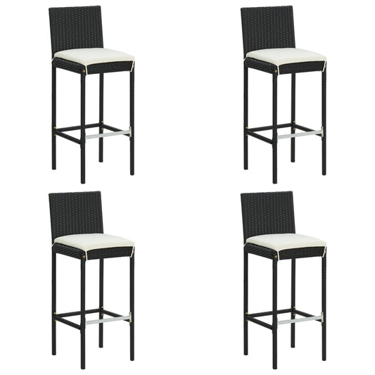 vidaXL 5 Piece Garden Bar Set with Cushions Poly Rattan Black