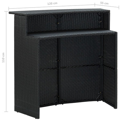 vidaXL 5 Piece Garden Bar Set with Cushions Poly Rattan Black