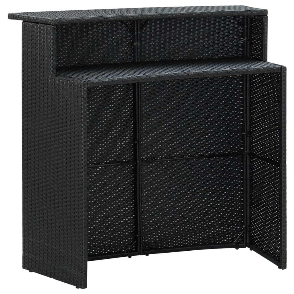 vidaXL 5 Piece Garden Bar Set with Cushions Poly Rattan Black