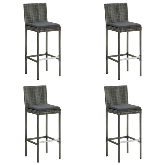 vidaXL 5 Piece Garden Bar Set with Cushions Poly Rattan Grey