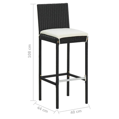 vidaXL 5 Piece Garden Bar Set with Cushions Poly Rattan Black