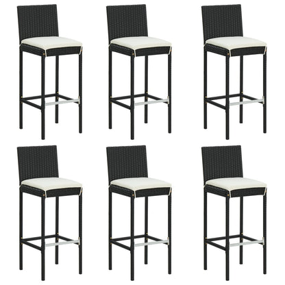 vidaXL 7 Piece Garden Bar Set with Cushions Poly Rattan Black
