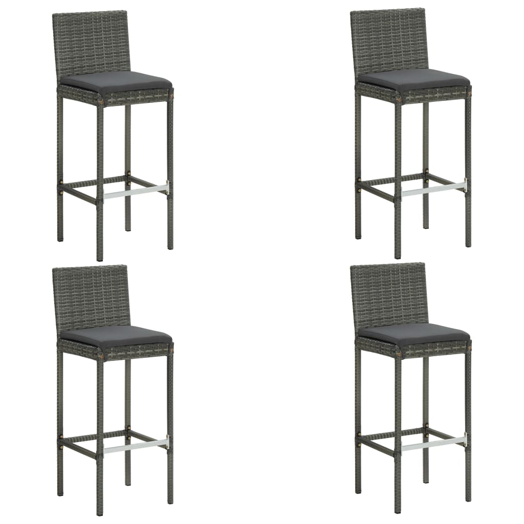 vidaXL 5 Piece Garden Bar Set with Cushions Poly Rattan Grey