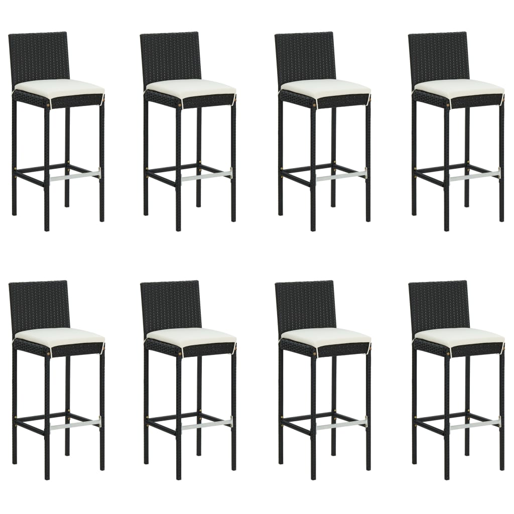vidaXL 9 Piece Garden Bar Set with Cushions Poly Rattan Black