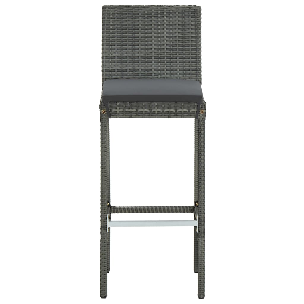 vidaXL 9 Piece Garden Bar Set with Cushions Poly Rattan Grey