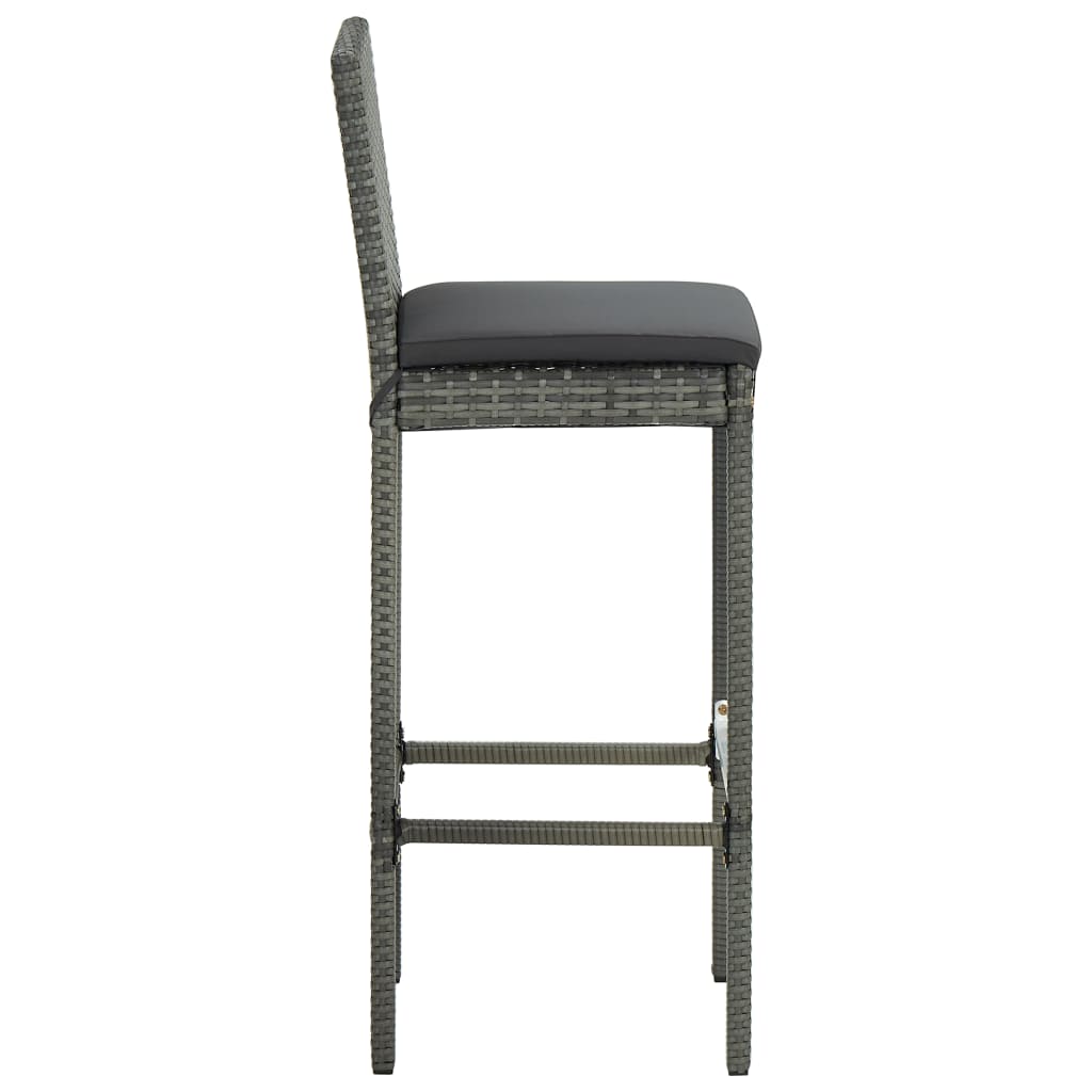 vidaXL 9 Piece Garden Bar Set with Cushions Poly Rattan Grey