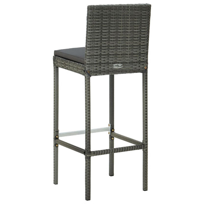 vidaXL 9 Piece Garden Bar Set with Cushions Poly Rattan Grey