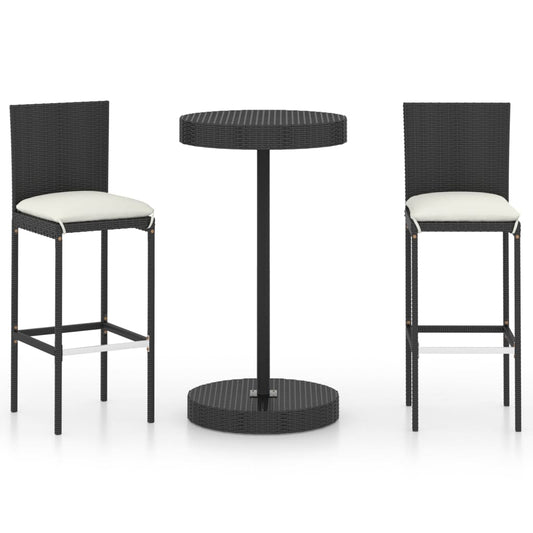 vidaXL Garden Bar Set | Black | PE Rattan, Powder-Coated Steel | Standard