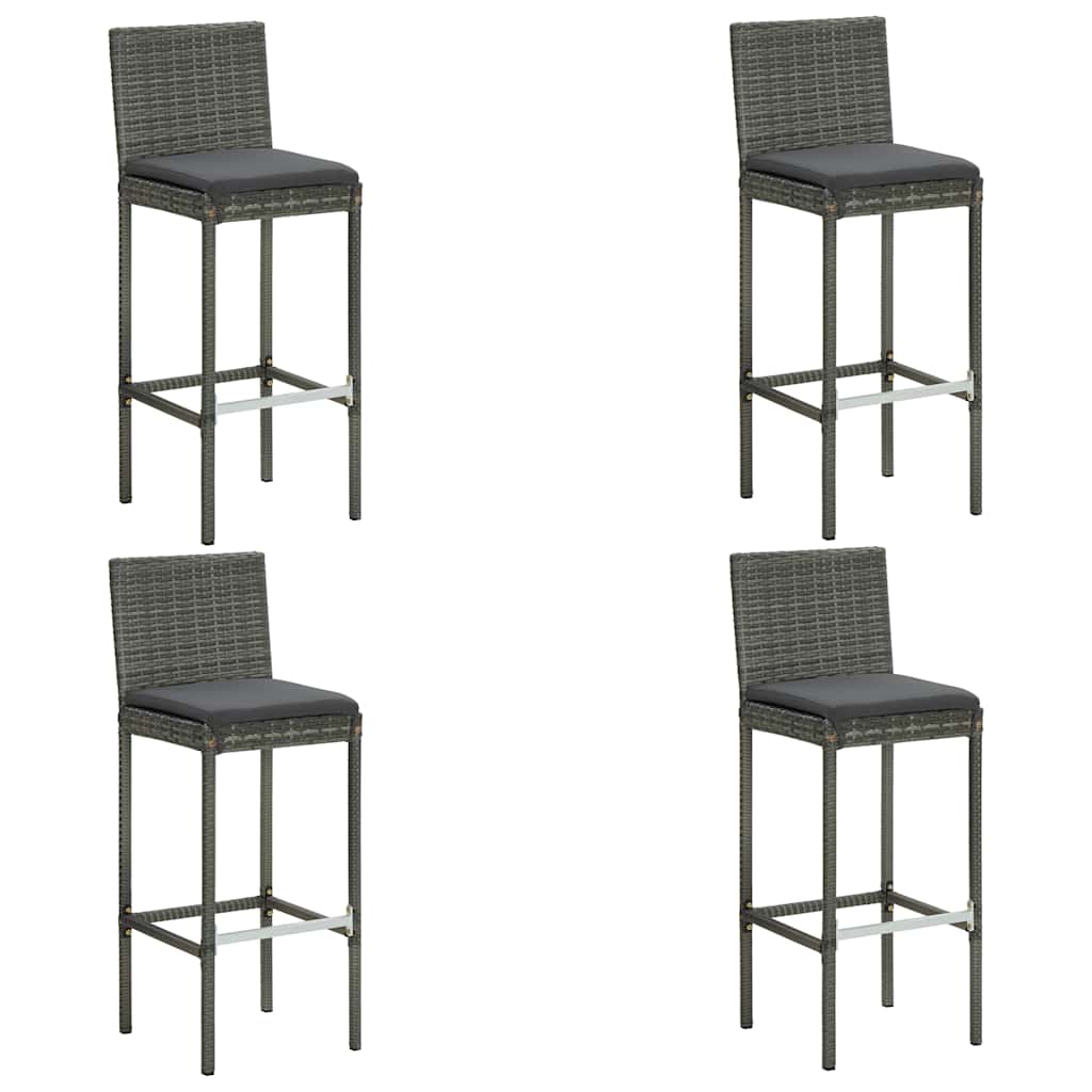 vidaXL 5 Piece Garden Bar Set with Cushions Poly Rattan Grey