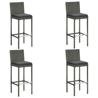 vidaXL 5 Piece Garden Bar Set with Cushions Poly Rattan Grey