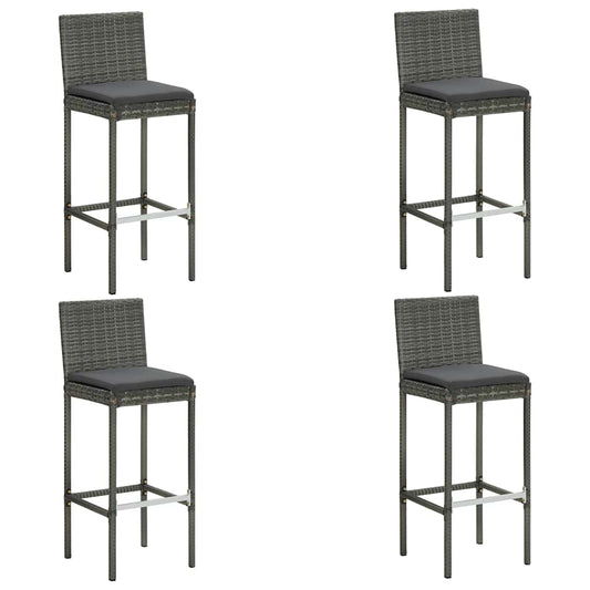 vidaXL 5 Piece Garden Bar Set with Cushions Poly Rattan Grey
