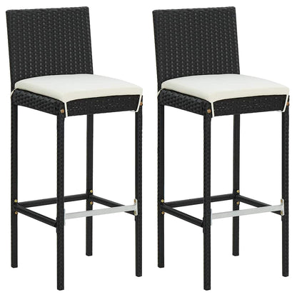 vidaXL 3 Piece Garden Bar Set with Cushions Poly Rattan Black