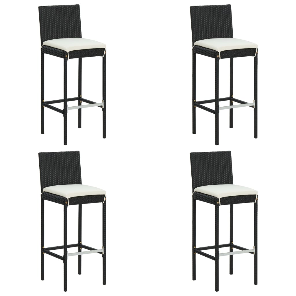 vidaXL 5 Piece Garden Bar Set with Cushions Poly Rattan Black
