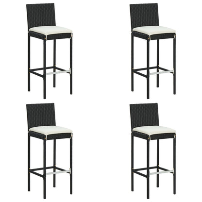 vidaXL 5 Piece Garden Bar Set with Cushions Poly Rattan Black