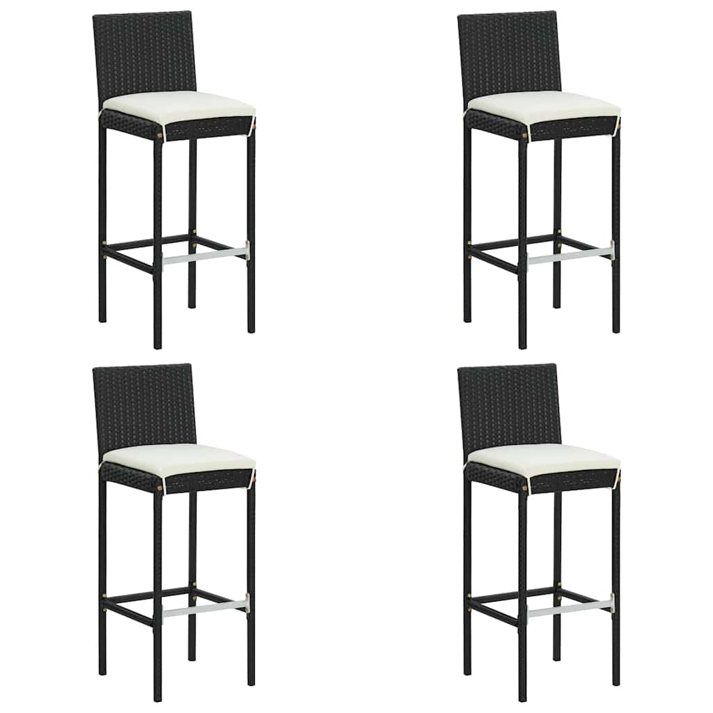 vidaXL 5 Piece Garden Bar Set with Cushions Poly Rattan Black