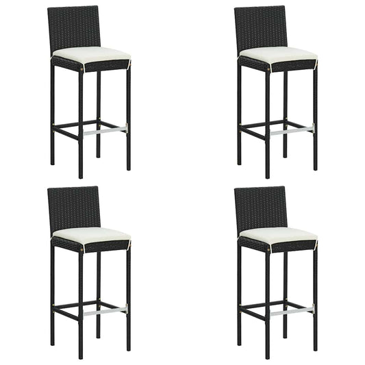 vidaXL 9 Piece Garden Bar Set with Cushions Poly Rattan Black