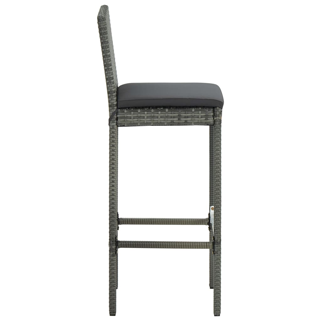 vidaXL 9 Piece Garden Bar Set with Cushions Poly Rattan Grey