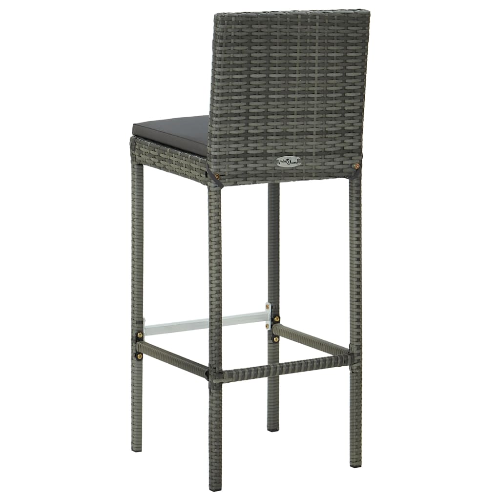 vidaXL 9 Piece Garden Bar Set with Cushions Poly Rattan Grey