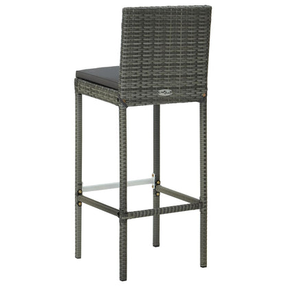 vidaXL 9 Piece Garden Bar Set with Cushions Poly Rattan Grey