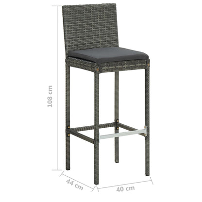 vidaXL 9 Piece Garden Bar Set with Cushions Poly Rattan Grey