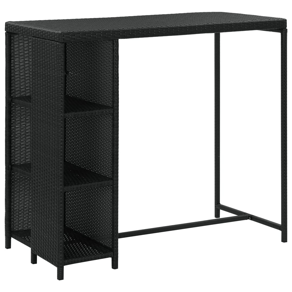vidaXL 5 Piece Garden Bar Set with Cushions Poly Rattan Black