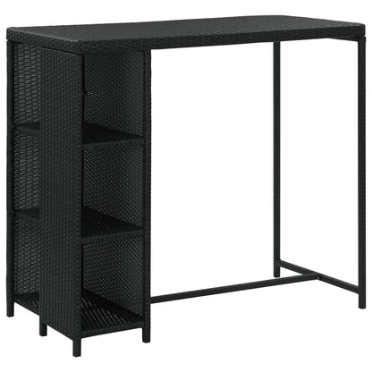 vidaXL 5 Piece Garden Bar Set with Cushions Poly Rattan Black