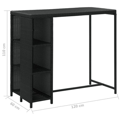 vidaXL 5 Piece Garden Bar Set with Cushions Poly Rattan Black