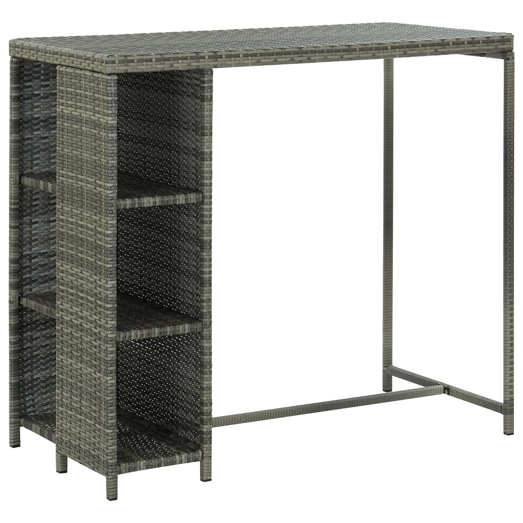vidaXL 5 Piece Garden Bar Set with Cushions Poly Rattan Grey