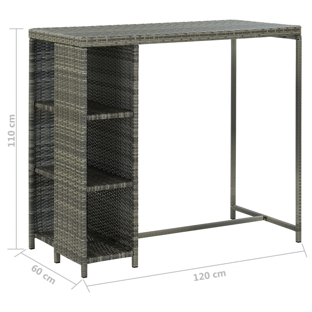 vidaXL 5 Piece Garden Bar Set with Cushions Poly Rattan Grey