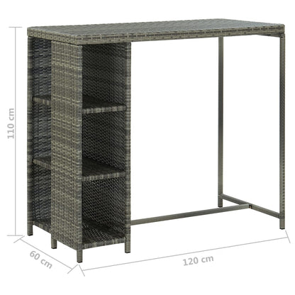 vidaXL 5 Piece Garden Bar Set with Cushions Poly Rattan Grey