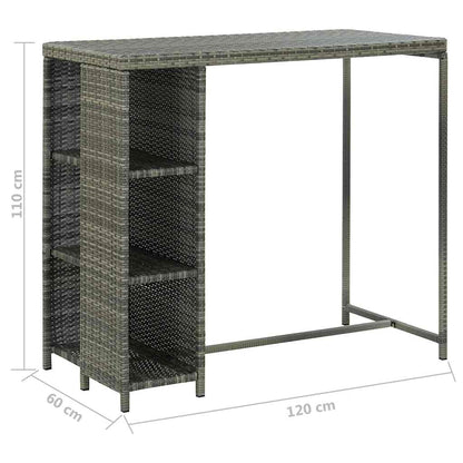 vidaXL 5 Piece Garden Bar Set with Cushions Poly Rattan Grey