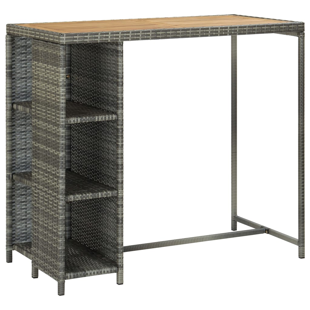 vidaXL 5 Piece Garden Bar Set with Cushions Poly Rattan Grey
