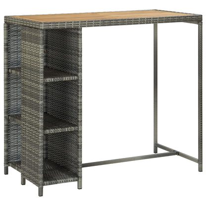 vidaXL 5 Piece Garden Bar Set with Cushions Poly Rattan Grey