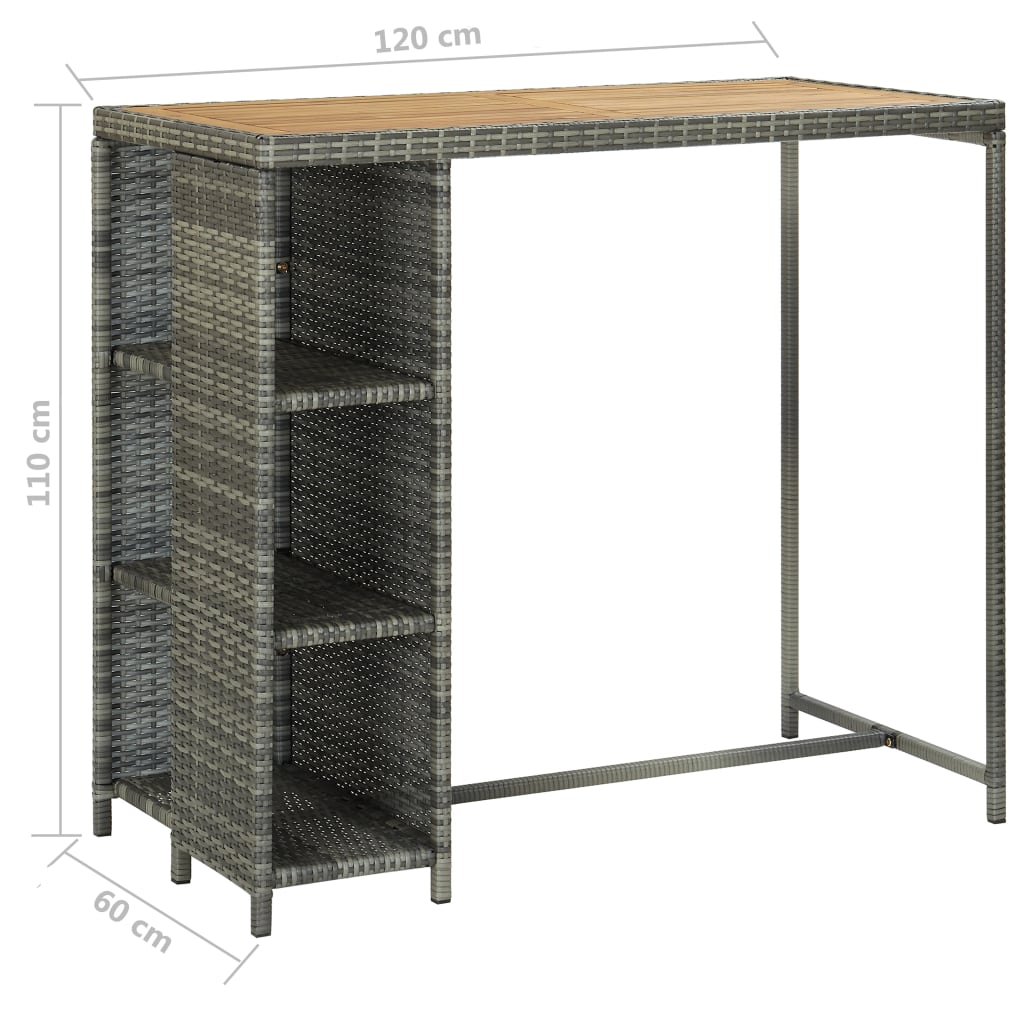 vidaXL 5 Piece Garden Bar Set with Cushions Poly Rattan Grey